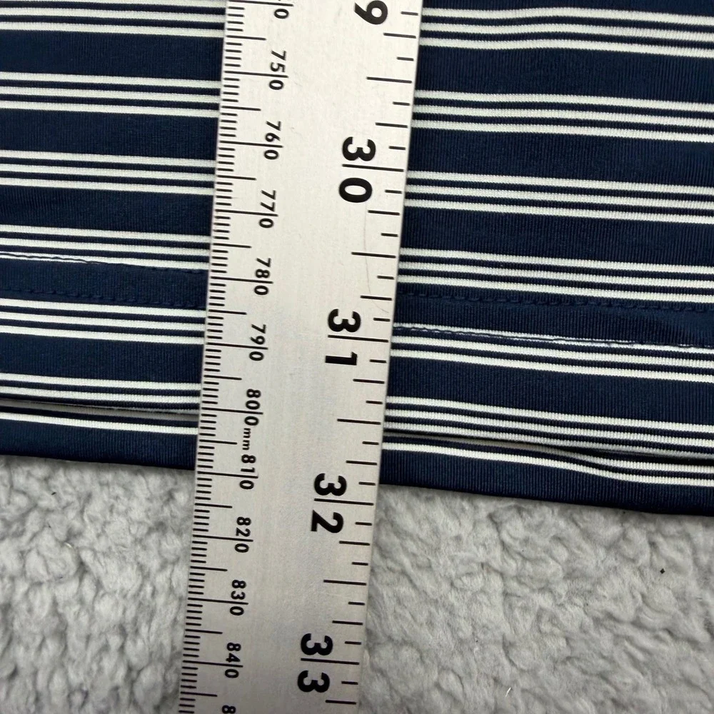 Adidas CD3364 Mens Size Large Navy Striped S/S Stretch Golf Polo Shirt A2B001